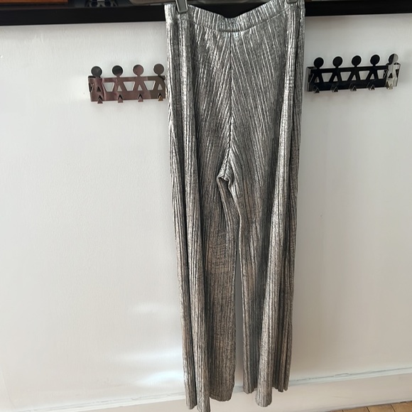Elevenses Anthropologie Metallic Wide Leg Pants XXS - Picture 8 of 11